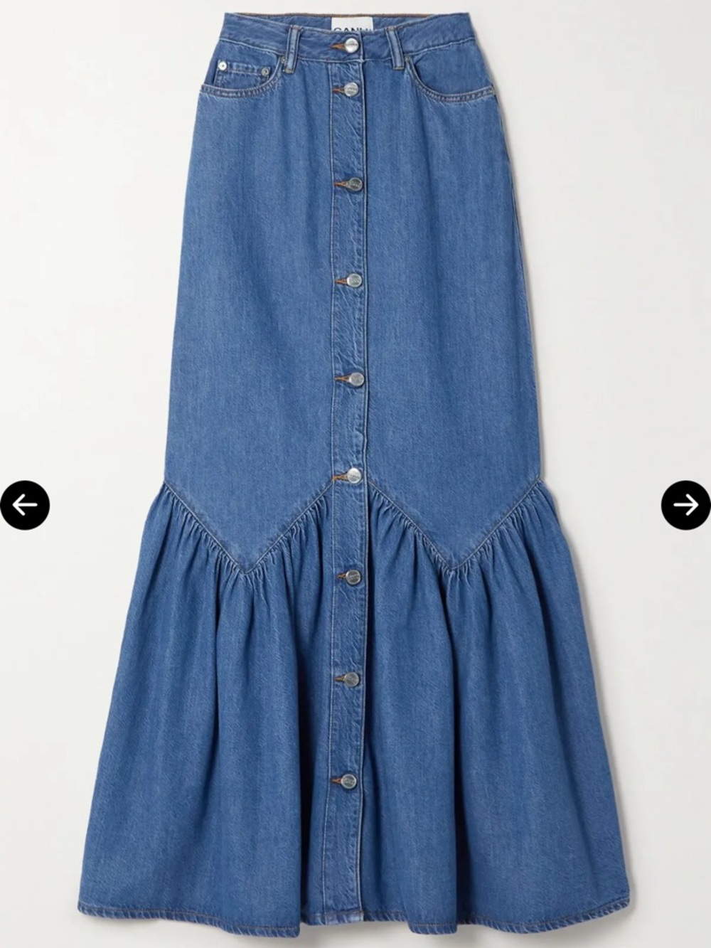 Ganni Blue Denim Skirt with Branded Button